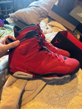 Nike Red and Black Suede High-Top Sneakers